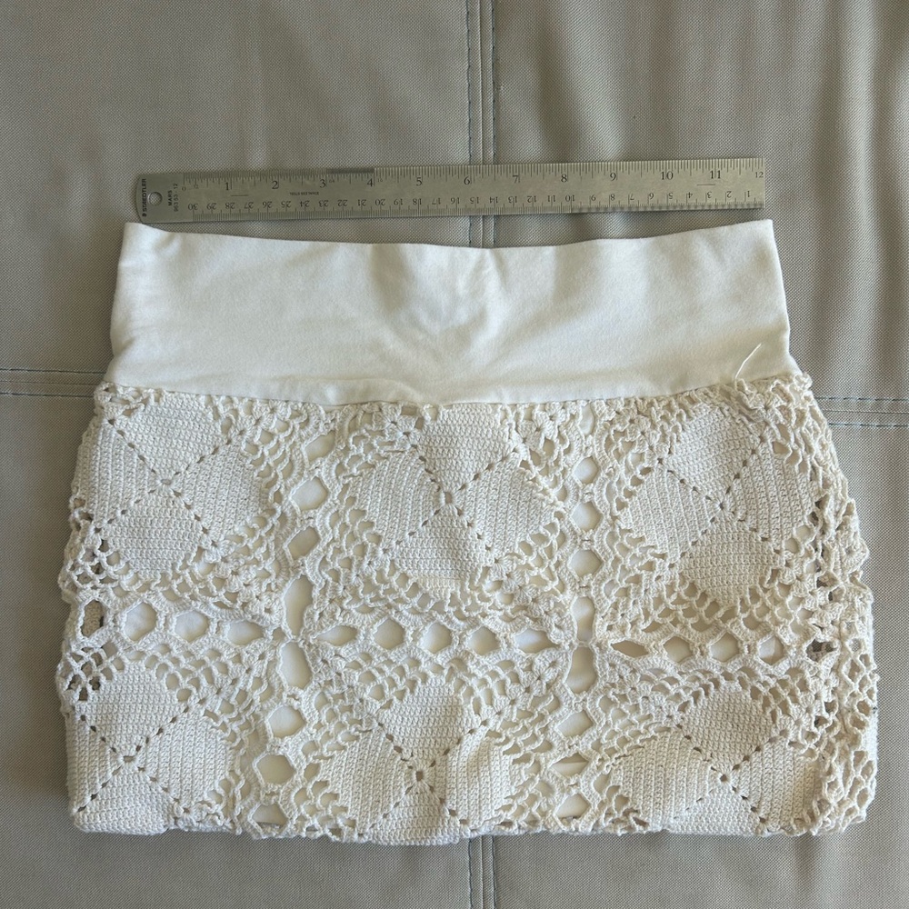 Elegant White and Cream Lace Skirt